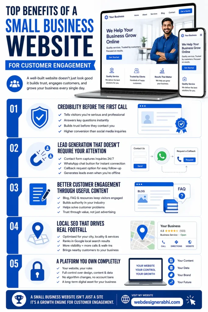 Why Your Small Business Needs a Website in 2026 And What It Should Actually Include 1 Top Benefits of a Small Business Website for Customer Engagement